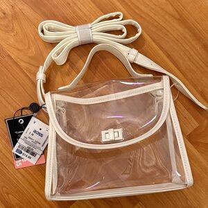 Chic Transparent Crossbody Bag with White Trim